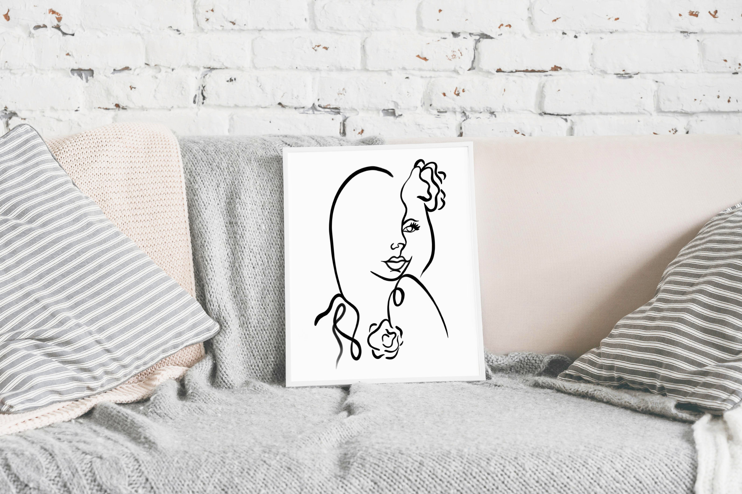 Affiche Minimaliste - Tahiti 2 Style Matisse One Line Drawing A5 A4 A3 Original Drawing Women Femme