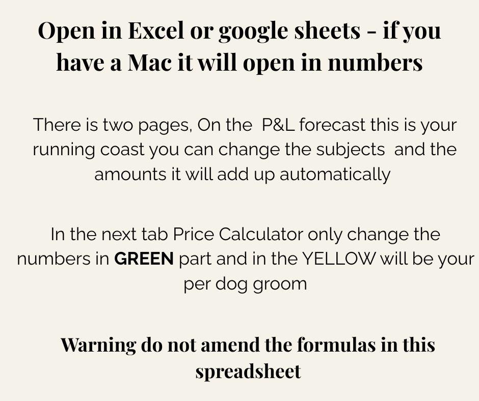 Dog Grooming Price Calculator| Excel Pricing for Groomers| Editable ...