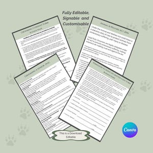 Formularios de consentimiento para peluquería canina / Paquete esencial / Formularios para iniciar un negocio de mascotas / Descarga editable