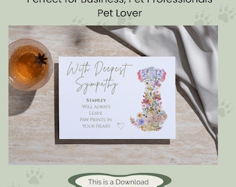 Personalised Dog Sympathy Card | Instant Digital Download| Editable Name