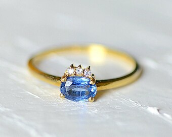 Blue Tourmaline Engagement Ring, 14k Gold Filled Ring, Tourmaline Gemstone Ring, October Birthstone Ring, Oval Tourmaline Ring