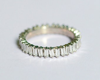 Zierliche Baguette Ring, Ehering Ring, Ewigkeit Ring, Geschenk für sie, Brautjungfer Geschenk, 14 k Gold gefüllt Ring, Brautring, Geschenk für Frau