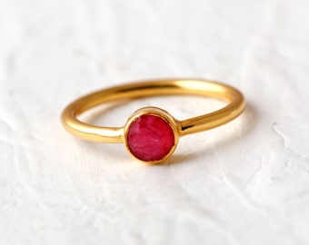 Women's 14k Gold Filled Ring Natural Ruby Gemstone Solid Gold Ring, Engagement Ring, Bohemian Ring, Wedding Anniversary Gift, Gift for Her
