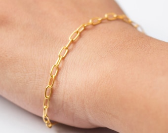Delicate Gold Cable Chain Bracelet, Dainty Stacking Chain Bracelet, Solid Gold Bracelet, 14k Gold Bracelet, Minimalist Simple Gold Bracelet