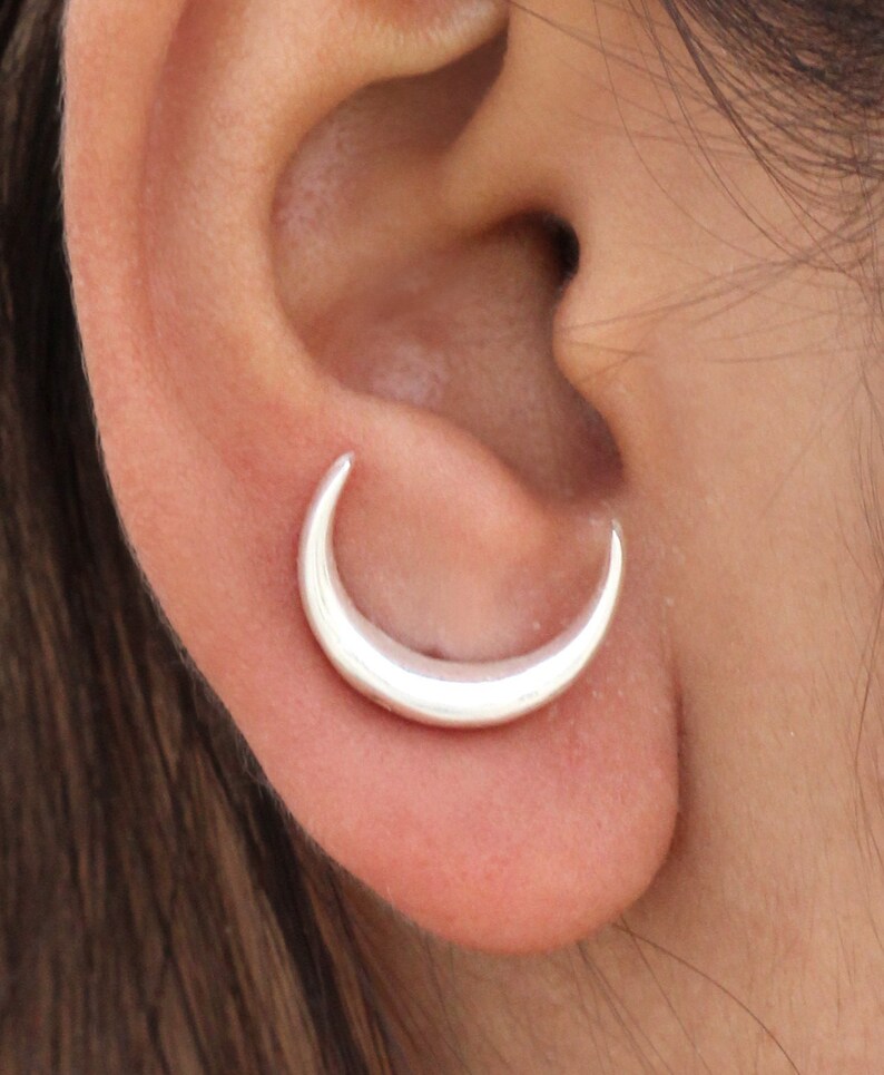 Moon Earrings Stud Half Moon Charms Crescent Moon Stud image 0