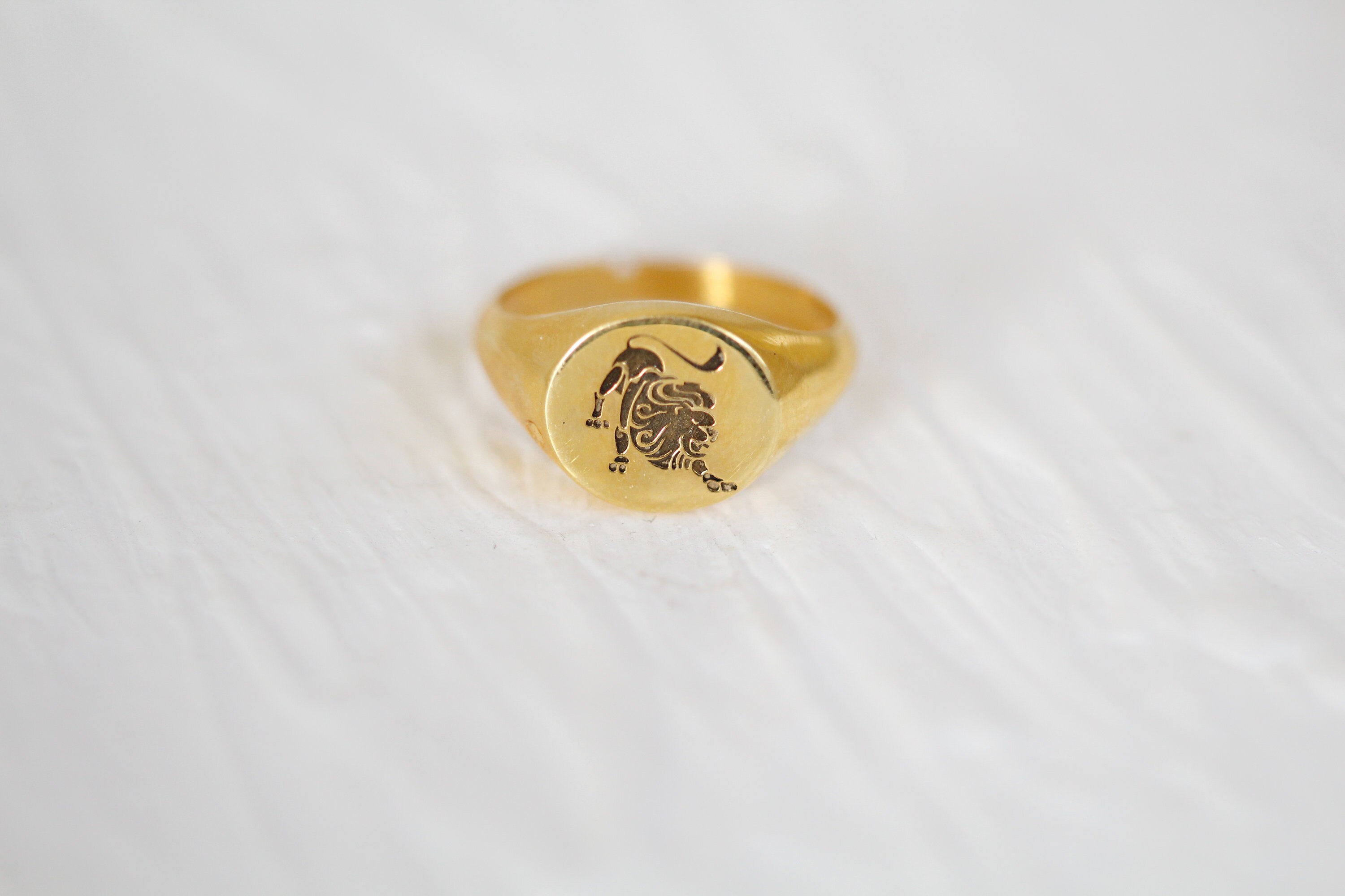 Zodiac Sign Signet Rings, Vermeil Signet Ring, Astrology Rings, Solid ...