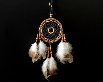 Small dreamcatcher, Rareview mirror hanging, Protective amulet, Car Driver Christmas Gift