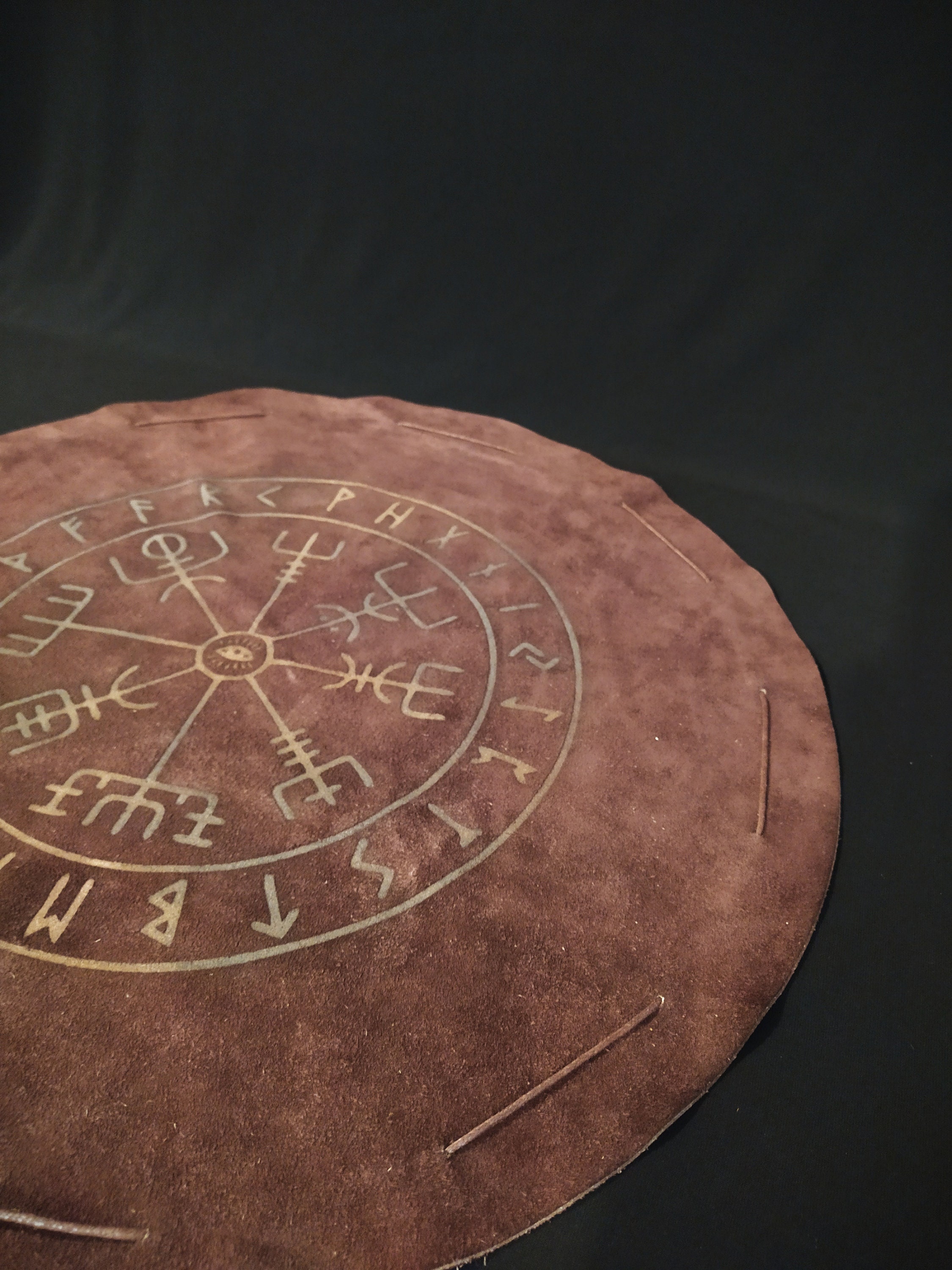 Leather Rune Divination Cloth With Runic Circle Runic Scroll Etsy