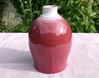 Vintage Plum Pink Ceramic Vase - Strehla GDR German Pottery - Model 1479 - Retro Ceramic Vase - Mid Century Vase - Drip Glaze Vase - RARE!