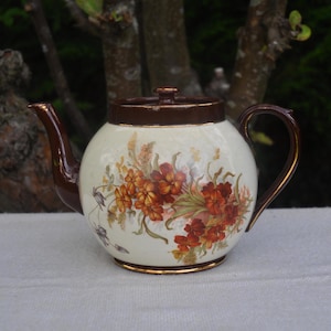 Vintage prijs Kensington vintage theepot, theepot uit het midden van de eeuw, bruine Betty-theepot, decor uit het midden van de eeuw, keuken uit het midden van de eeuw, bloementheepot