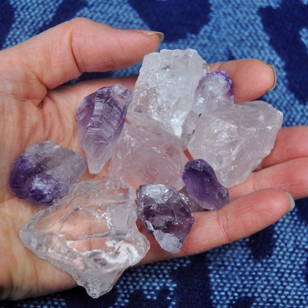 3 Water Crystal Gift Set: Amethyst, Clear Quartz and Rose Quartz - Balancing, Creativity, Cleansing, Focus, Revitalization