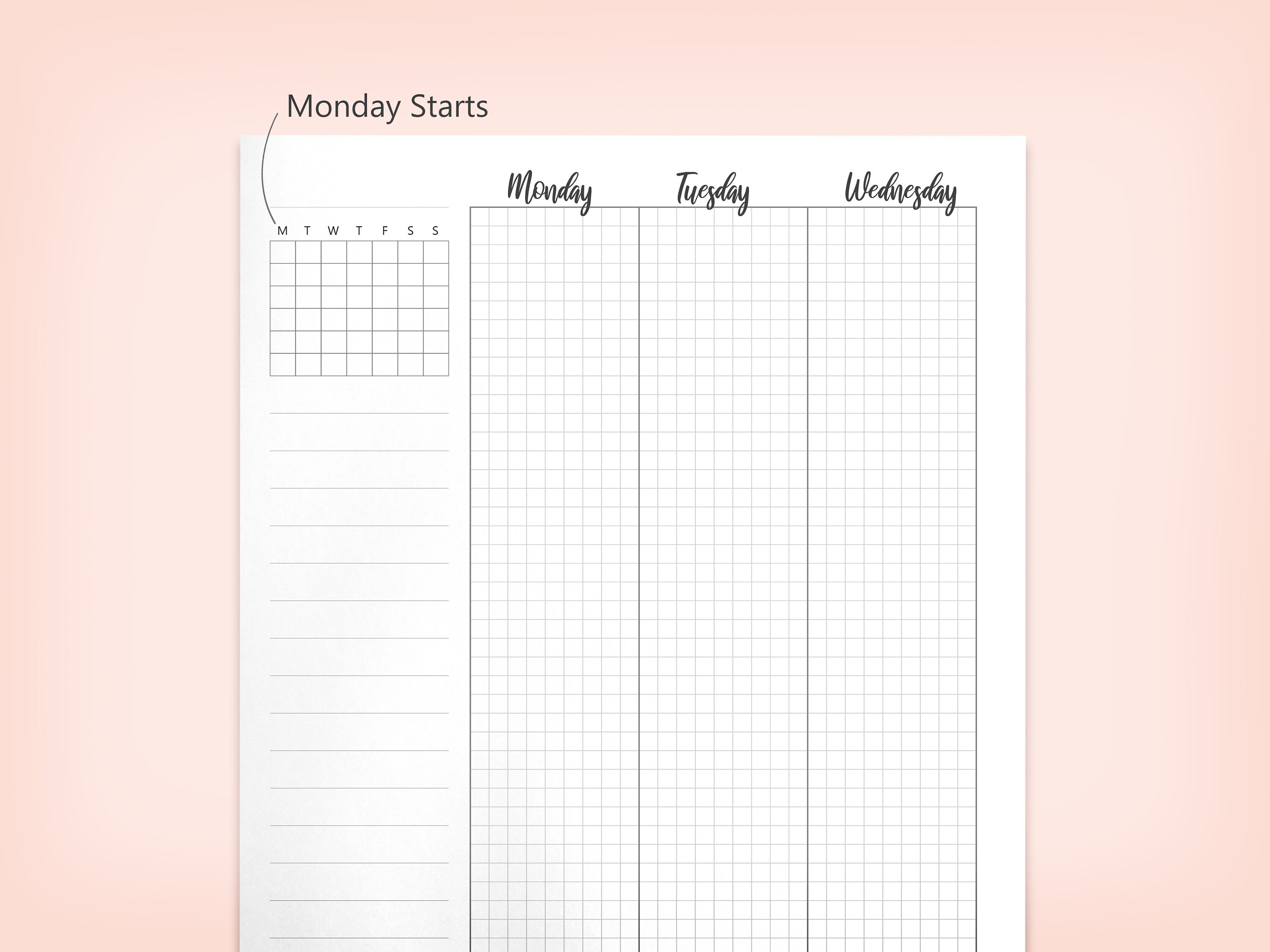 A4 Weekly Planner Grid Version V1 2 Pages Grid Weekly Etsy