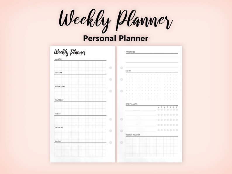 Personal Weekly Planner V2 Printable Weekly Planner - Etsy