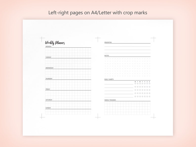 A6 Weekly Planner V2 Grid Version Printable Weekly - Etsy