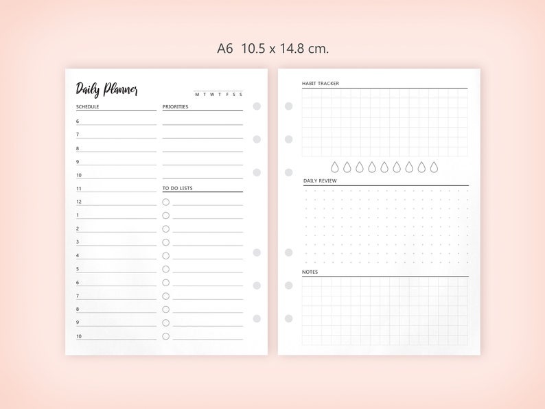 A6 DAILY PLANNER V2 Printable Daily Planner Simple&amp;clean - Etsy