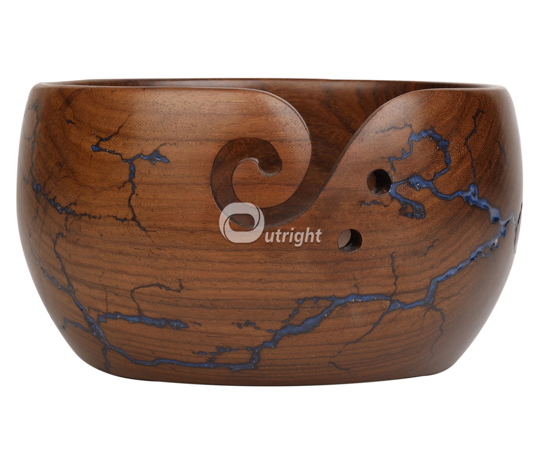 OUTRIGHT Handmade Large Wooden Yarn Bowl for Knitting Crochet Perfect