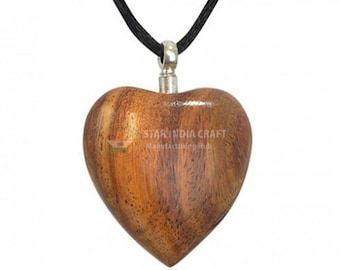 Rosewood Urns Necklace for Human Ashes - Cremation Jewelry Wood Necklaces Handmade - Necklace Urns Jewelry for Pets - INTAJ