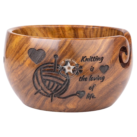 Wooden Yarn Bowl Multi Purpose Custom - Yarn Holder Rosewood Knitting Bowl  Gift