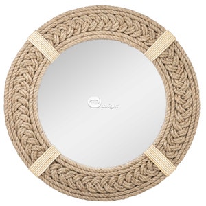 OUTRIGHT Rustic Wall Mirror - Decorative Wall Mount Round Large Wall Hanging Mirror for Living Room Bathroom Bedroom Farmhouse Wall Decor