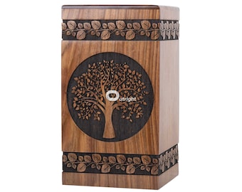 Urna conmemorativa de palisandro para cenizas humanas, recuerdo funerario de madera personalizado grabado a mano para adultos.