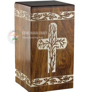 Rosewood Tree of Life Cremation Urn for Human Ashes - Wooden Box Urn for Pets - Handmade Adult Funeral Urns - Personalized Pet Urn