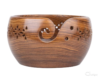 Wood Yarn Bowl Handmade Beautiful Wooden Craft 100% Eco Friendly Home Deco SL 