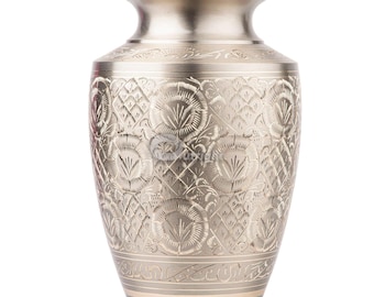Exquisite Solid Brass Cremation Urn for Human Ashes Pewter Funeral Urn for Ashes Adult Handcrafted Made from High Quality Brass