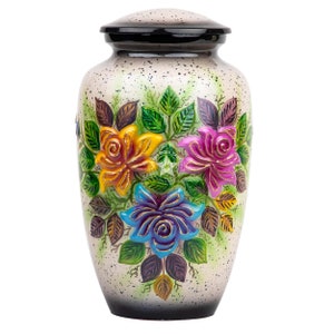 Handmade Floral Carved Urn for Human Ashes - Urn for Ashes Large - Personalized Cremation Urn for Ashes Handcrafted - Urn for Dogs Ashes
