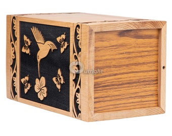 Urna Cineraria In Legno Di Palissandro Fatta A Mano – Albero Della Vita E Uccelli, Per Ceneri Umane, Grande Capacità (630 Cm³)