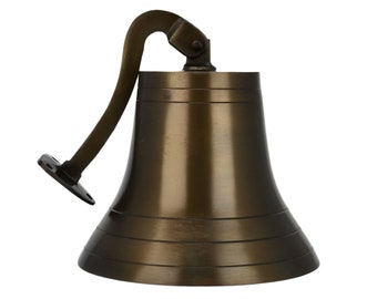 Handmade Antiqued/Vintage Brass Ship Bell Solid Antique Polished Premium Nautical Boat&#39;s Bell Maritime Navy Ship&#39;s Decor & Gifts - Large 11&quot;