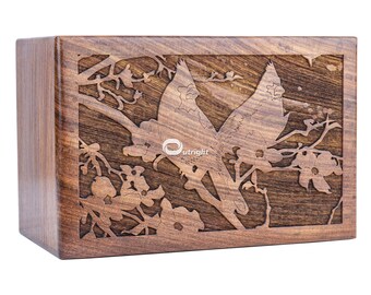 Urna funeraria de madera hecha a mano para cenizas humanas, de palisandro, para adultos, personalizada y grabada.