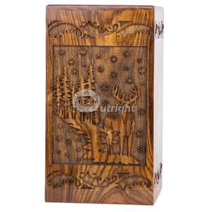Handmade Rosewood Urn for Human Ashes - Tree of Life Wooden Box - Personalized Cremation Urn for Ashes Handcrafted - Large Wooden Urn Box