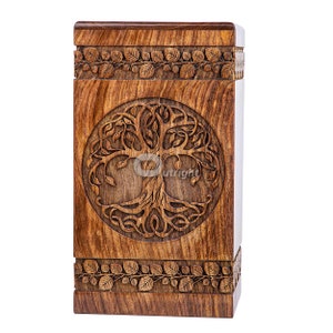 Wooden Cremation Urns for Human Ashes - Tree of Life Wooden Carved Box - Memorial Keepsake Urn - Urn for Mom and Dad by TimberLaneLLC