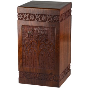 Wooden Cremation Urns for Human Ashes - Tree of Life Wooden Carved Box - Memorial Keepsake Urn - Urn for Mom and Dad by TimberLaneLLC