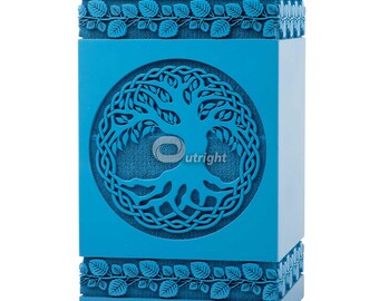 Rosewood Wooden Cremation Urn for Adult Human Ashes Personalized Engraved Tree of Life Keepsake