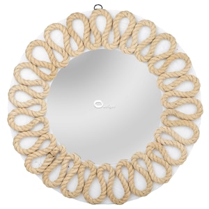 INTAJ Rustic Wall Mirror - Decorative Wall Mount Round Large Wall Hanging Mirror for Living Room Bathroom Bedroom Farmhouse Entry Wall Decor