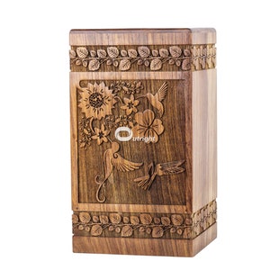 Rosewood Tree of Life Cremation Urn for Human Ashes - Wooden Box Urn for Pets - Handmade Adult Funeral Urns - Personalized Pet Urn