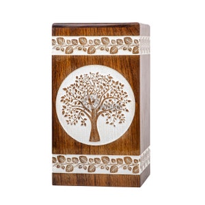 Wooden Cremation Urns for Human Ashes - Tree of Life Wooden Carved Box - Memorial Keepsake Urn - Urn for Mom and Dad by TimberLaneLLC