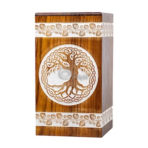 Wooden Cremation Urns for Human Ashes - Tree of Life Wooden Carved Box - Memorial Keepsake Urn - Urn for Mom and Dad by TimberLaneLLC