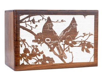 Urna funeraria de madera maciza de palisandro para cenizas humanas. Urna conmemorativa de madera para adultos con grabado personalizado.
