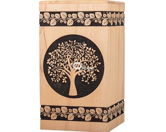 Urna funeraria de madera de palisandro para cenizas humanas, personalizada y grabada, para adultos.