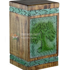 Wooden Cremation Urns for Human Ashes - Tree of Life Wooden Carved Box - Memorial Keepsake Urn - Urn for Mom and Dad by TimberLaneLLC