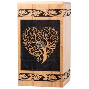 Wooden Cremation Urns for Human Ashes - Tree of Life Wooden Carved Box - Memorial Keepsake Urn - Urn for Mom and Dad by TimberLaneLLC