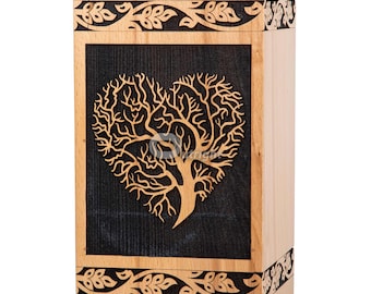 Wooden Cremation Urns for Human Ashes - Tree of Life Wooden Carved Box - Memorial Keepsake Urn - Urn for Mom and Dad by TimberLaneLLC