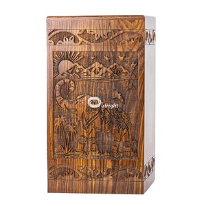 Handmade Rosewood Urn for Human Ashes - Tree of Life Wooden Box - Personalized Cremation Urn for Ashes Handcrafted - Large Wooden Urn Box