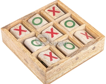 Wooden Tic Tac Toe Game - Handmade Rosewood Tabletop Game, Family Gift