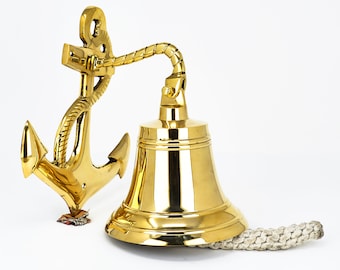 Handmade Antiqued/Vintage Brass Ship Bell Solid Antique Polished Premium Nautical Boat&#39;s Bell Maritime Navy Ship&#39;s Decor & Gifts - Large 11&quot;