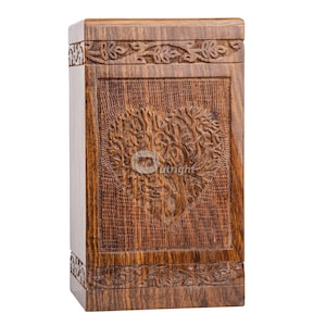 Wooden Cremation Urns for Human Ashes - Tree of Life Wooden Carved Box - Memorial Keepsake Urn - Urn for Mom and Dad by TimberLaneLLC