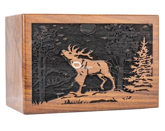 Rosewood Cremation Urn for Human Ashes, Personalized Engraved Tree of Life Adult Funeral Keepsake