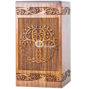 Wooden Cremation Urns for Human Ashes - Tree of Life Wooden Carved Box - Memorial Keepsake Urn - Urn for Mom and Dad by TimberLaneLLC